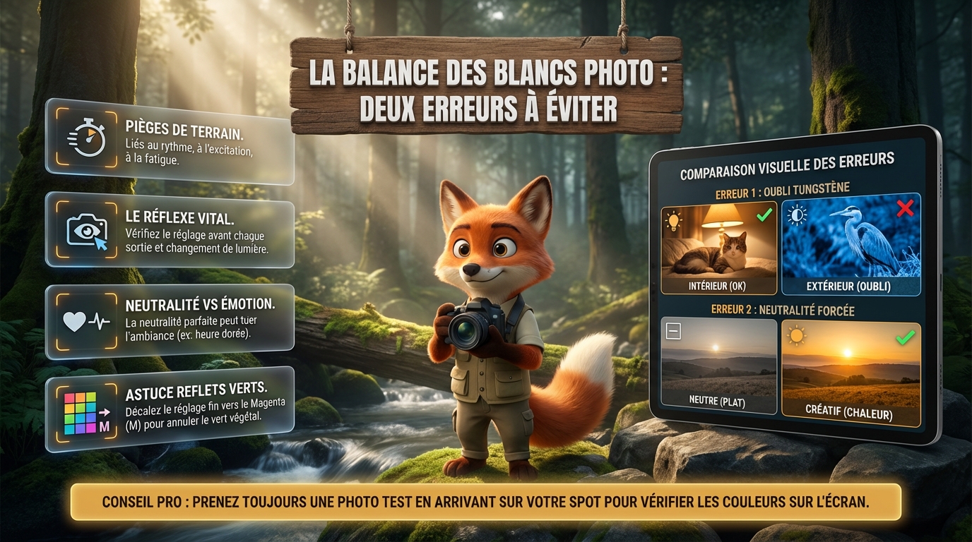 Balance des blancs : comment bien la régler photographie 21 Résumé en bref des erreurs à éviter avec la balance des blancs photo en pratique sur le terrain