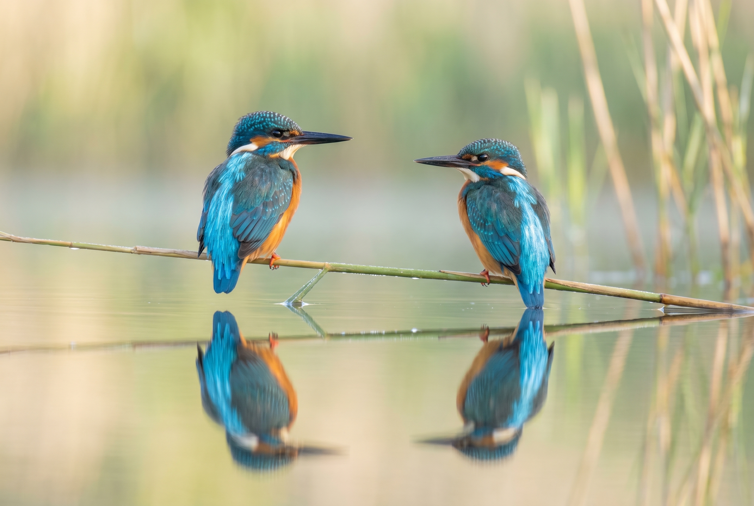 Martin-pêcheur d'Europe aux plumes bleu turquoise et orange posé sur un roseau, illustrant un test de matériel pour notre avis Miss Numérique.