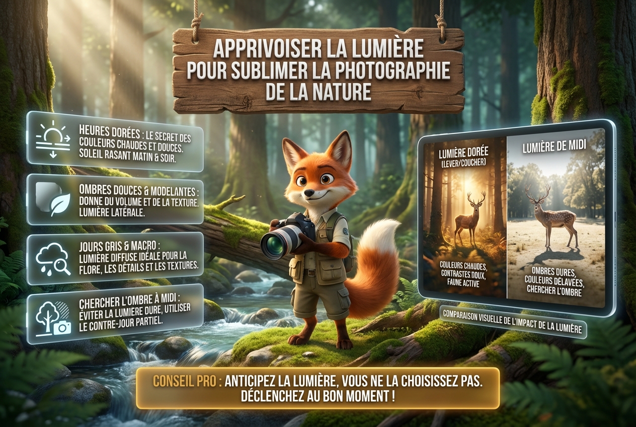 En bref : apprivoiser la lumière pour sublimer la photographie de la nature