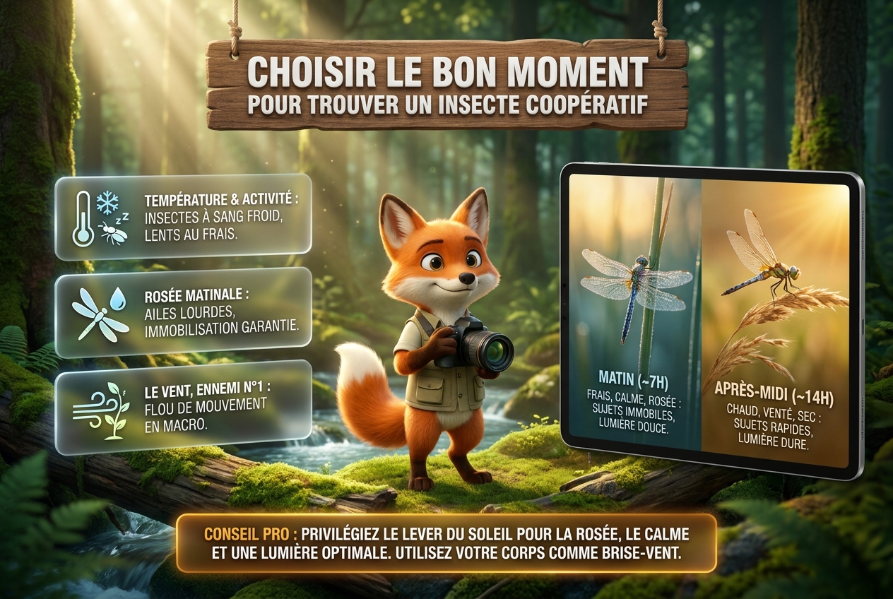 Choisir le bon moment pour trouver un insecte coopératif
