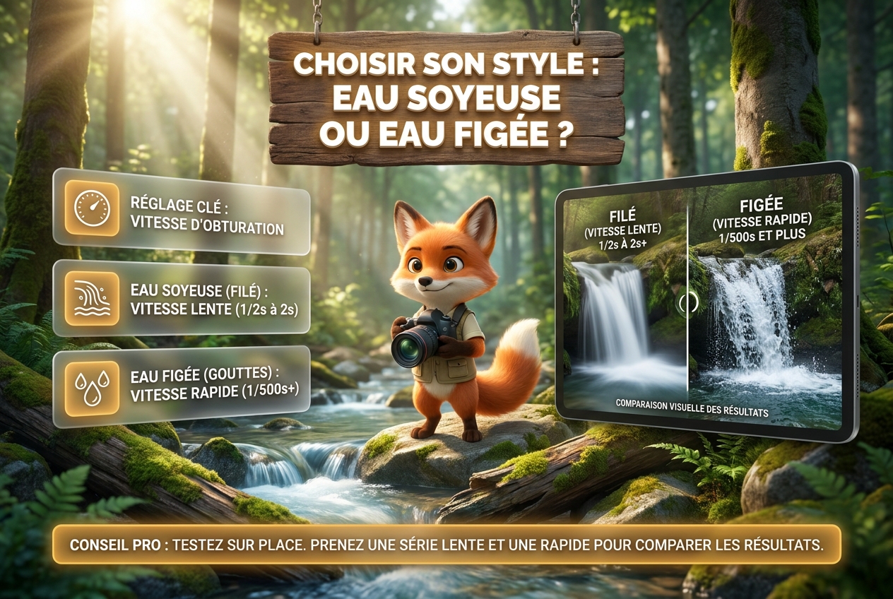 En bref : choisir son style, l'eau soyeuse ou l'eau figée