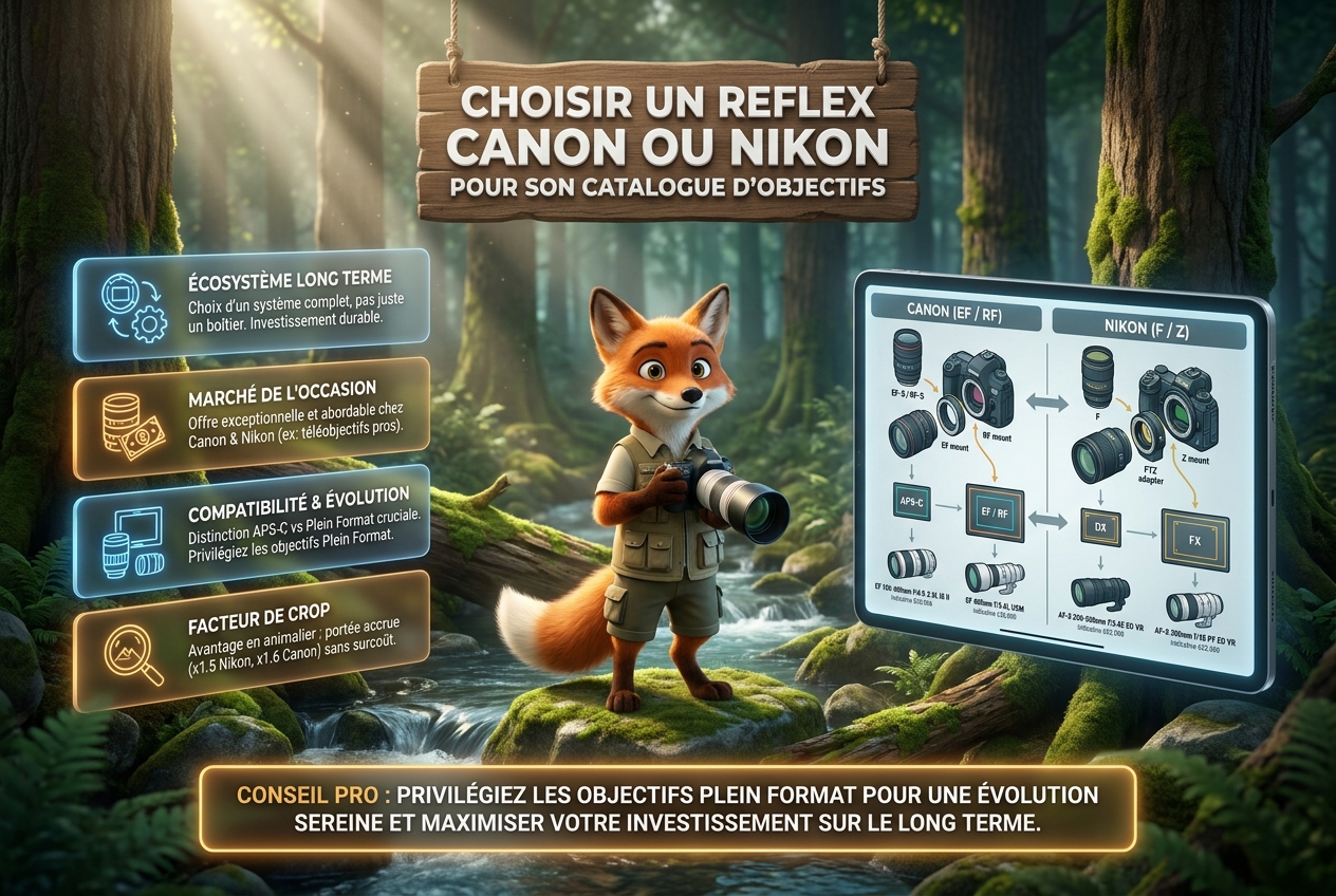 En bref : choisir un reflex Canon ou Nikon pour son catalogue d'objectifs