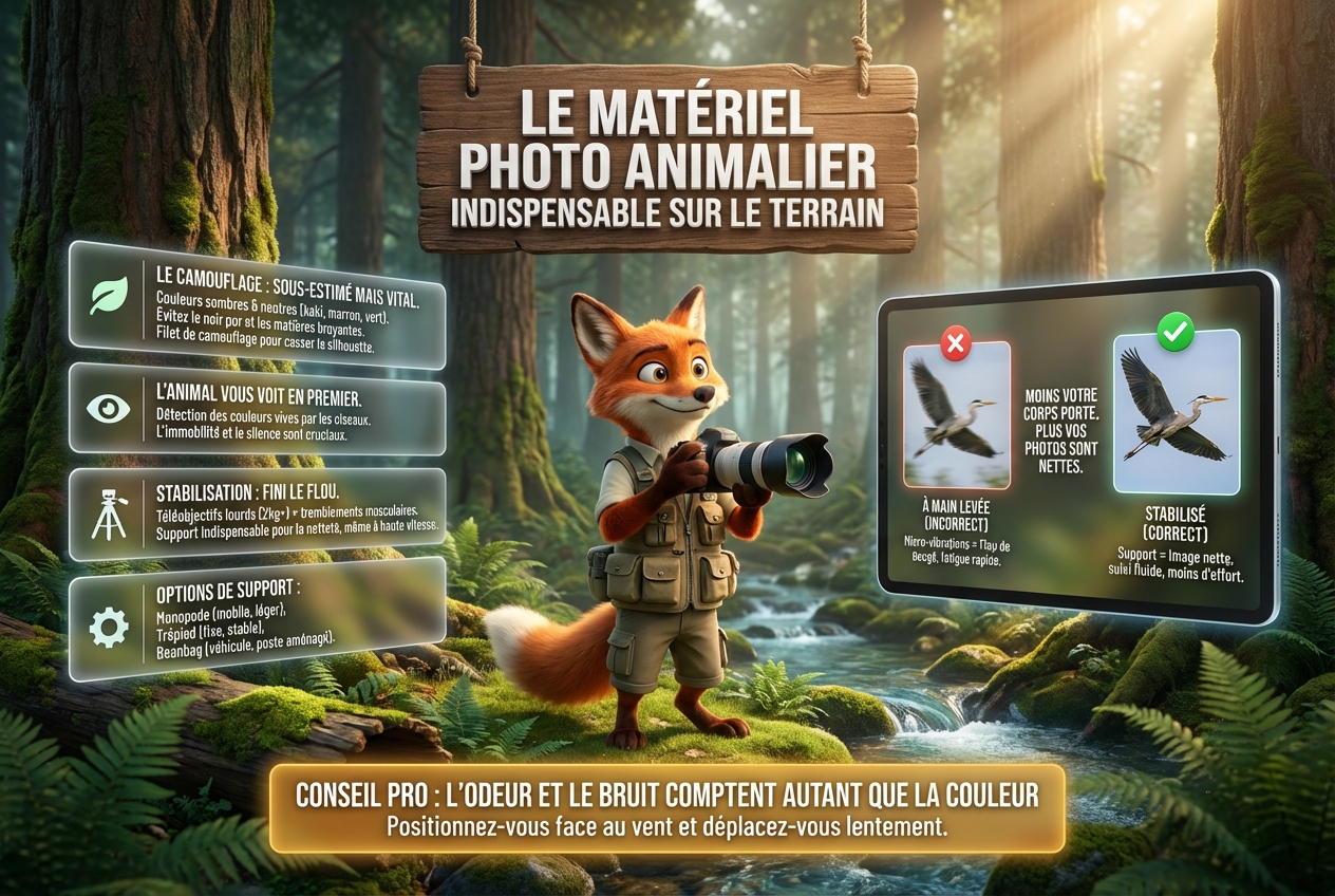 En bref – Le matériel pour photographie animalière indispensable sur le terrain
