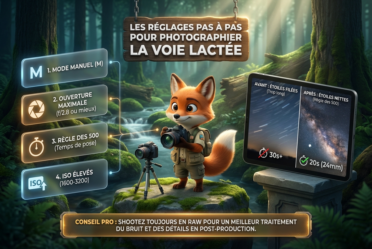 En bref – Les réglages pas à pas pour photographier la voie lactée