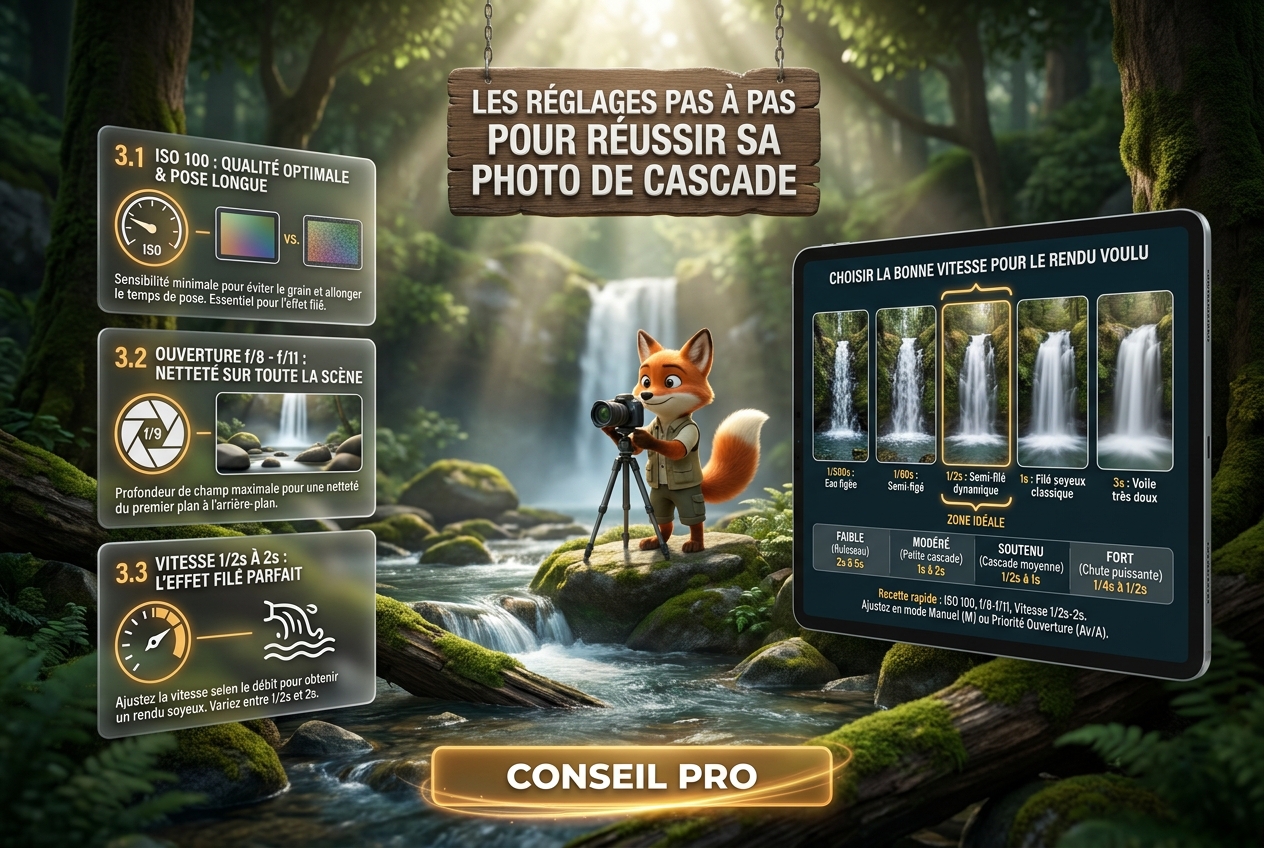En bref - Les réglages pas à pas pour réussir sa photo de cascade