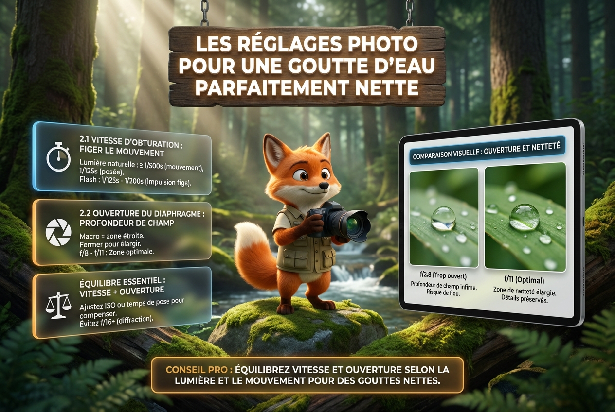 En bref - Les réglages photo pour une goutte d'eau parfaitement nette