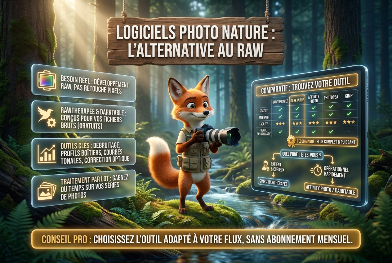 En bref - RawTherapee et Darktable alternatives à Photoshop pour la photo de nature