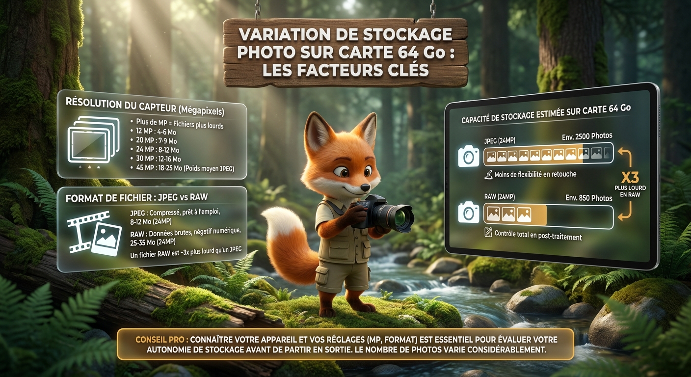 En bref – Pourquoi le nombre de photos sur une carte de 64 Go change-t-il d'un appareil à l'autre