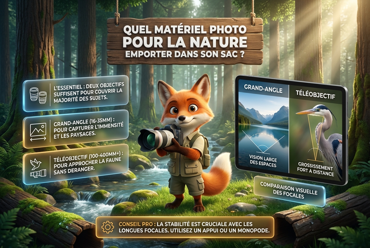 En bref — Quel matériel photo pour la nature emporter dans son sac