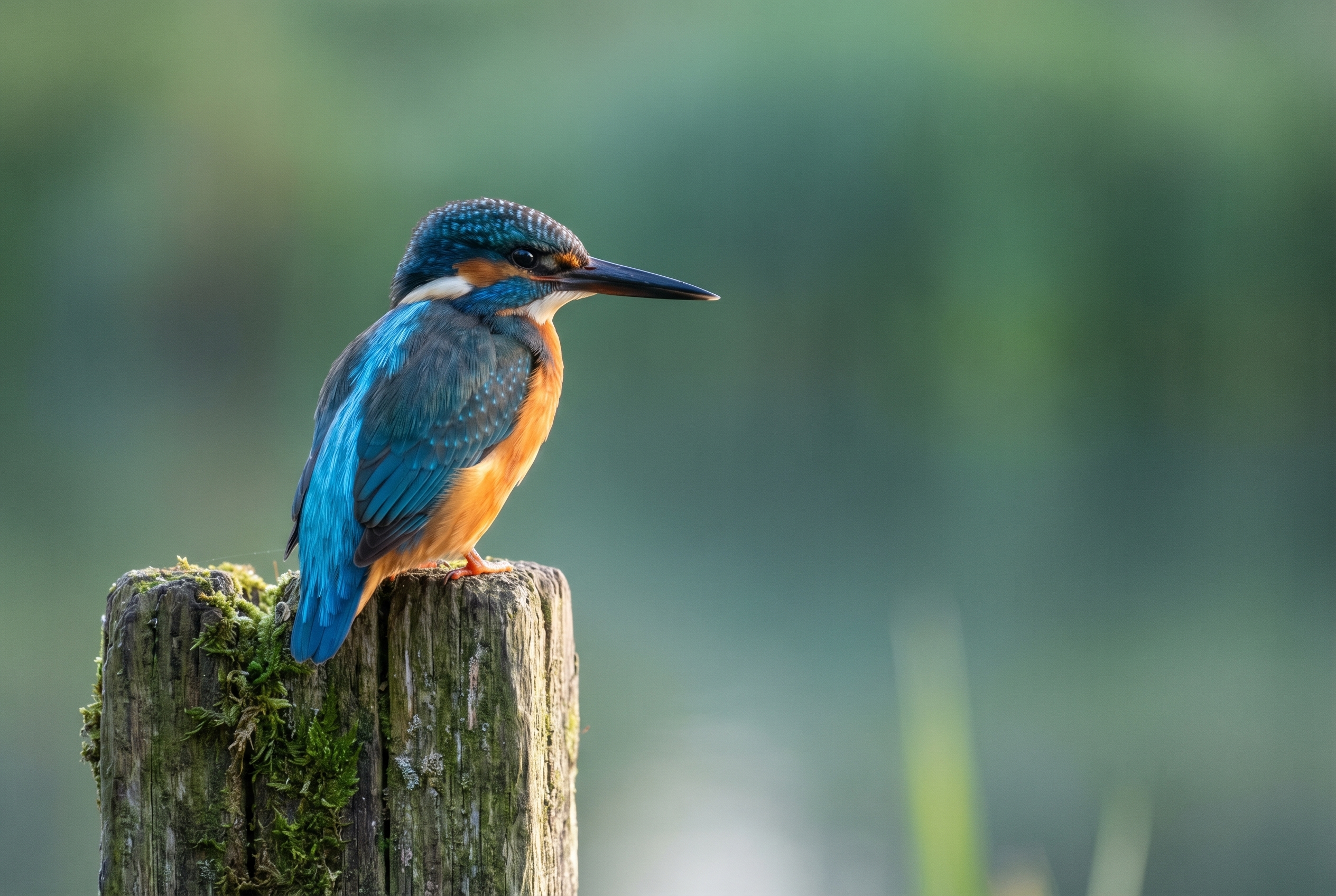 Martin-pêcheur d'Europe aux plumes bleu-orangé posé sur un poteau, illustration pour apprendre la photo animalière débutant