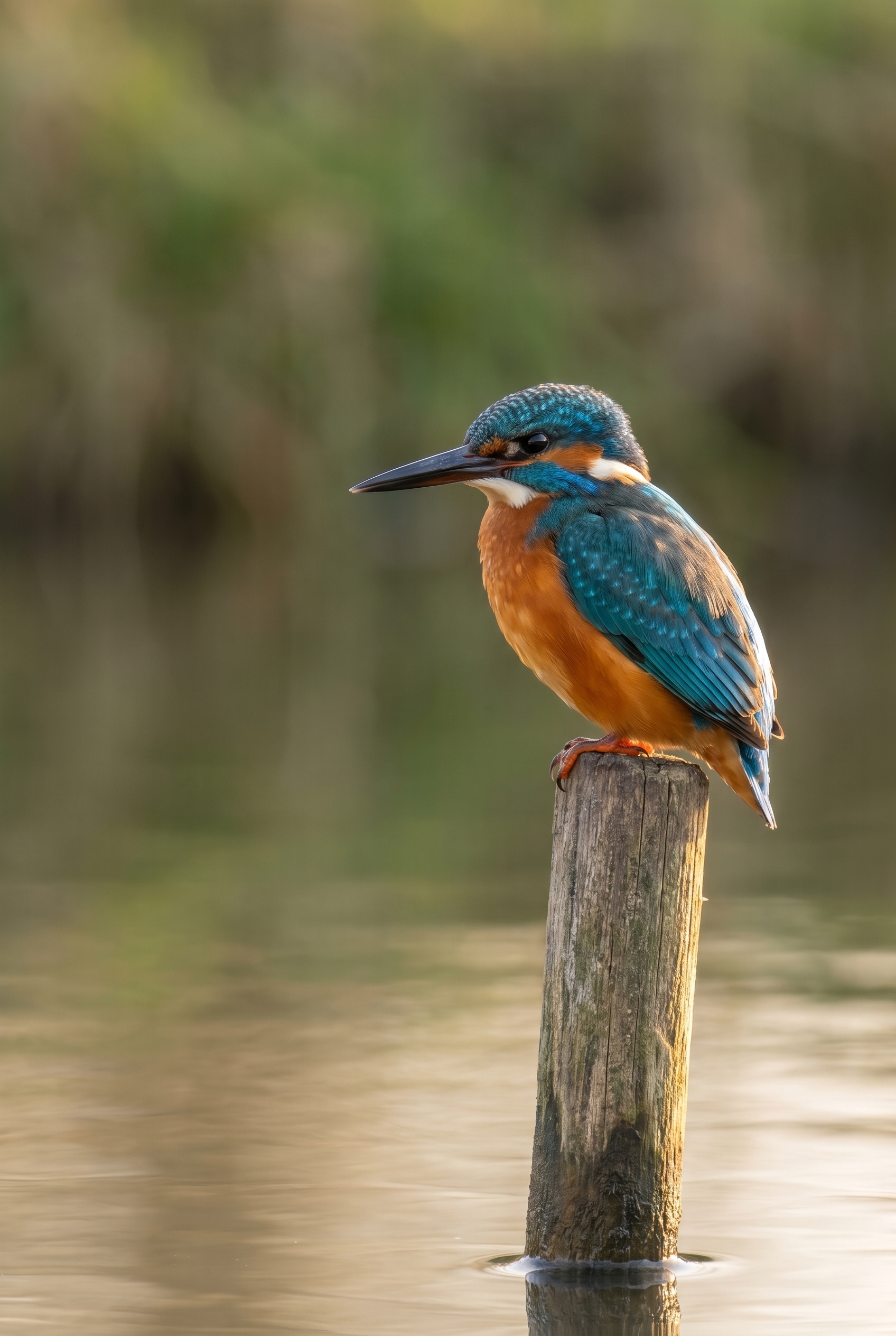 Martin-pêcheur d'Europe aux plumes bleu-turquoise sur un piquet, illustrant la qualité d'image d'une marque d'appareil photo performante pour l'animalier.