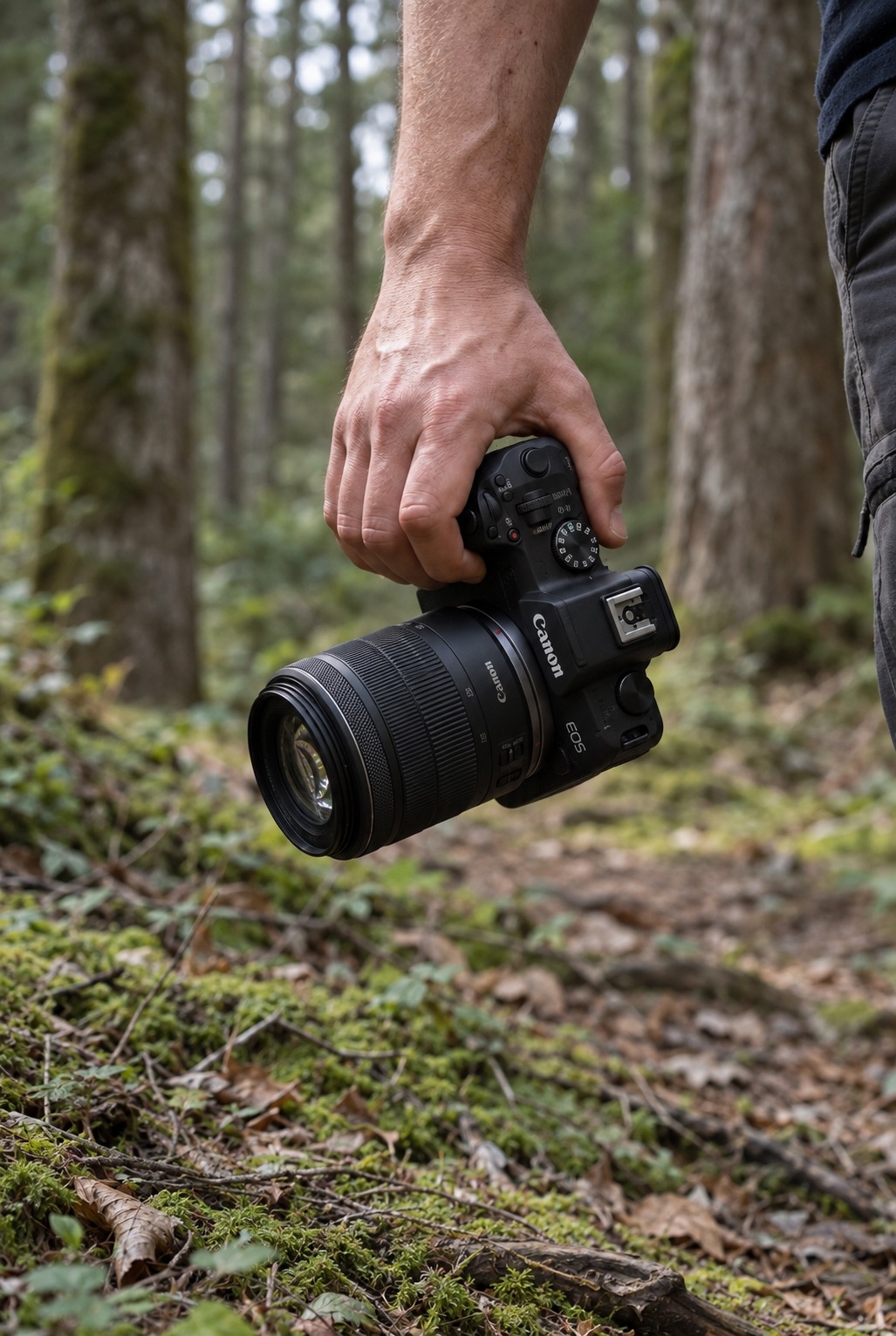 Test Canon R8 Mark II : prise en main de l'hybride plein format avec téléobjectif en forêt moussue