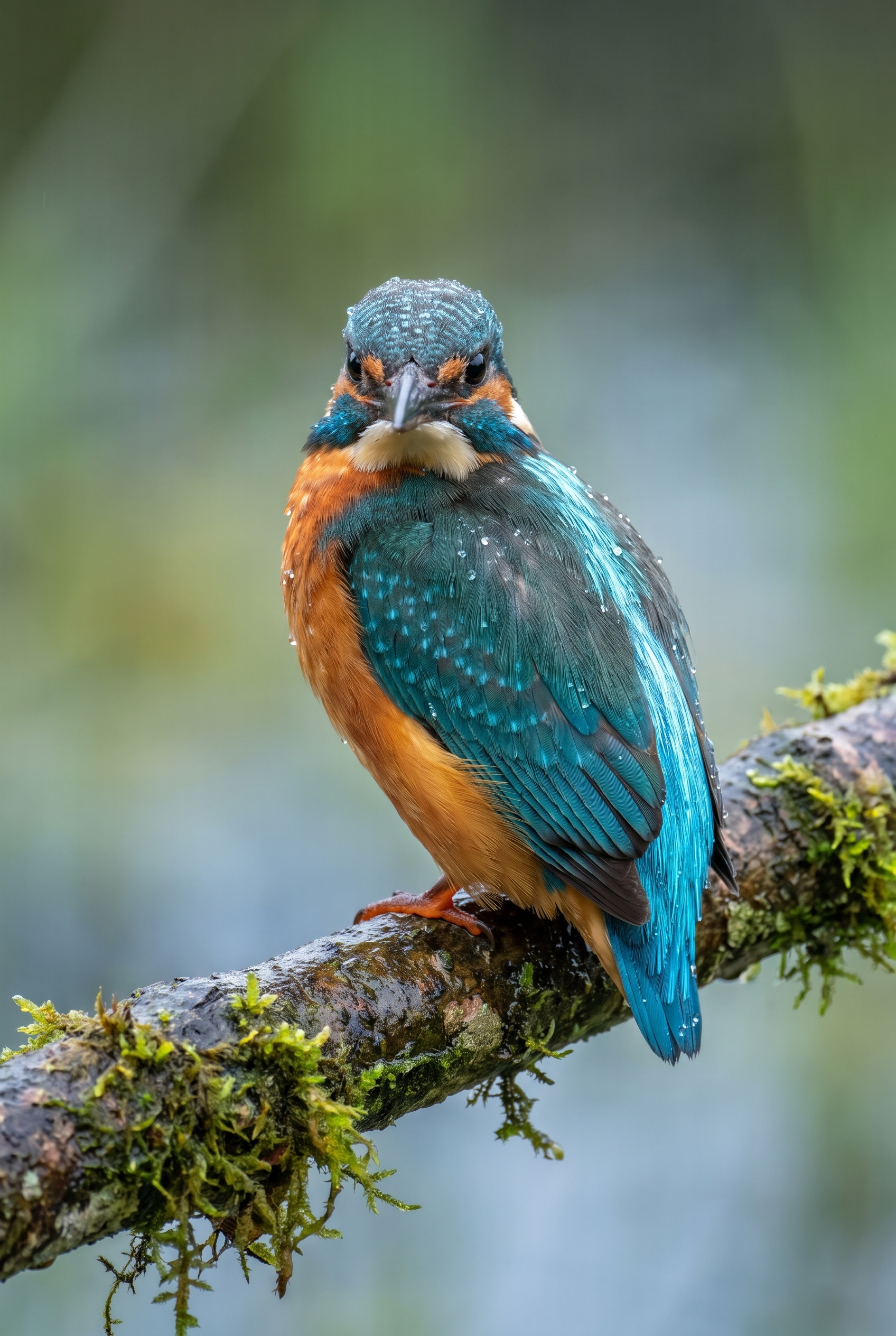Gros plan d'un martin-pêcheur d'Europe avec gouttes d'eau sur son plumage, illustrant le piqué de l'objectif lors du test du Sony FE 600mm f/6.3.